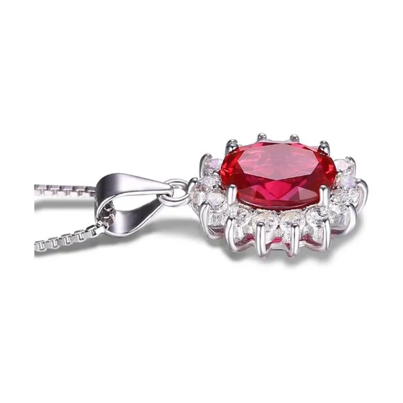 ❤️ 2.6ct Ruby Necklace - 925 Sterling Silver - Picture 6 of 10